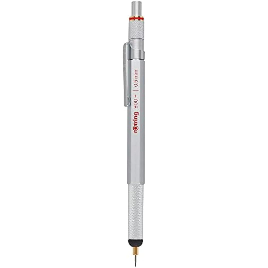 rOtring 800+ Mechanical Pencil & Stylus | 0.5 mm Silver Hexagonal Barrel