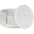 Radicaln White Marble Coasters Set of 6 with Holder – 3.5 Inch Round