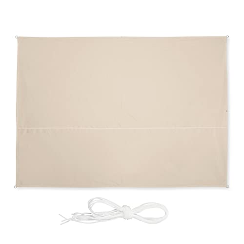 Relaxdays Rectangular Shade Sail | 3.5 x 2.5 m UV Protection Canopy, Beige