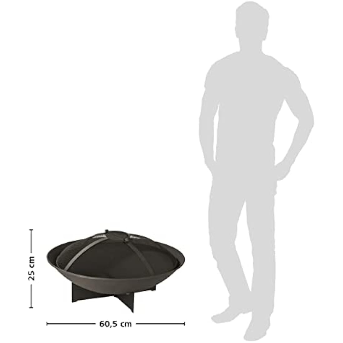 Landmann Fire Basket – 60.5cm Steel Fire Pit with Spark Guard