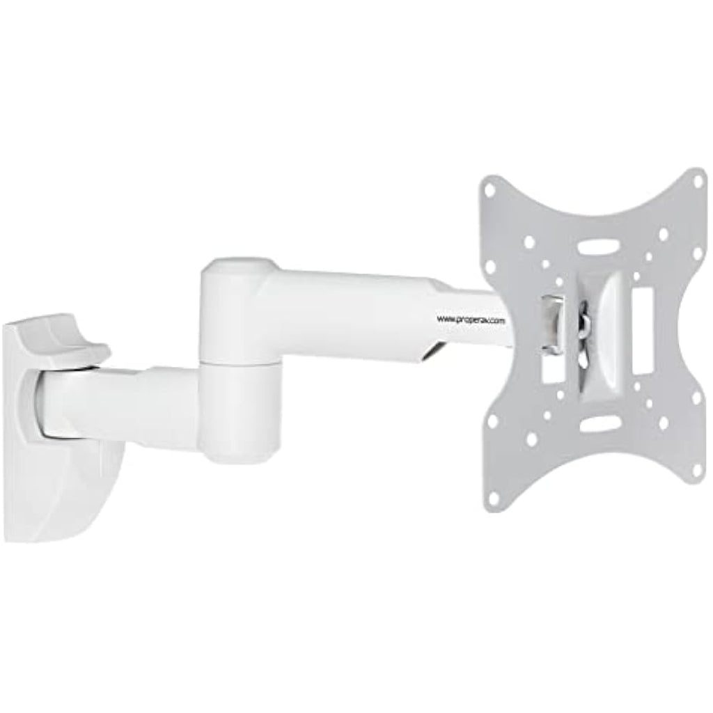 ProperAV White TV Wall Bracket | 23-43 Inch Tilt & Swivel VESA Mount