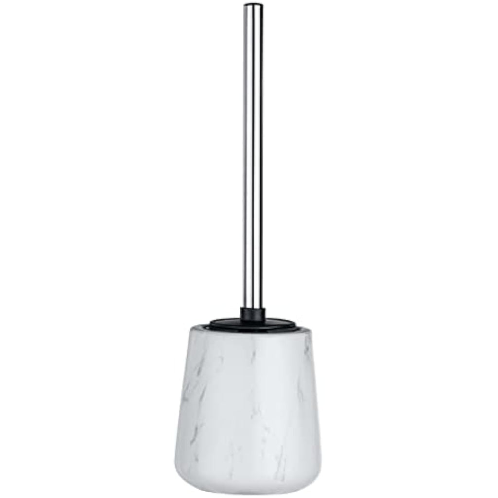 Leighton Denny Ceramic Toilet Brush Holder - White Marble Silicone Brush