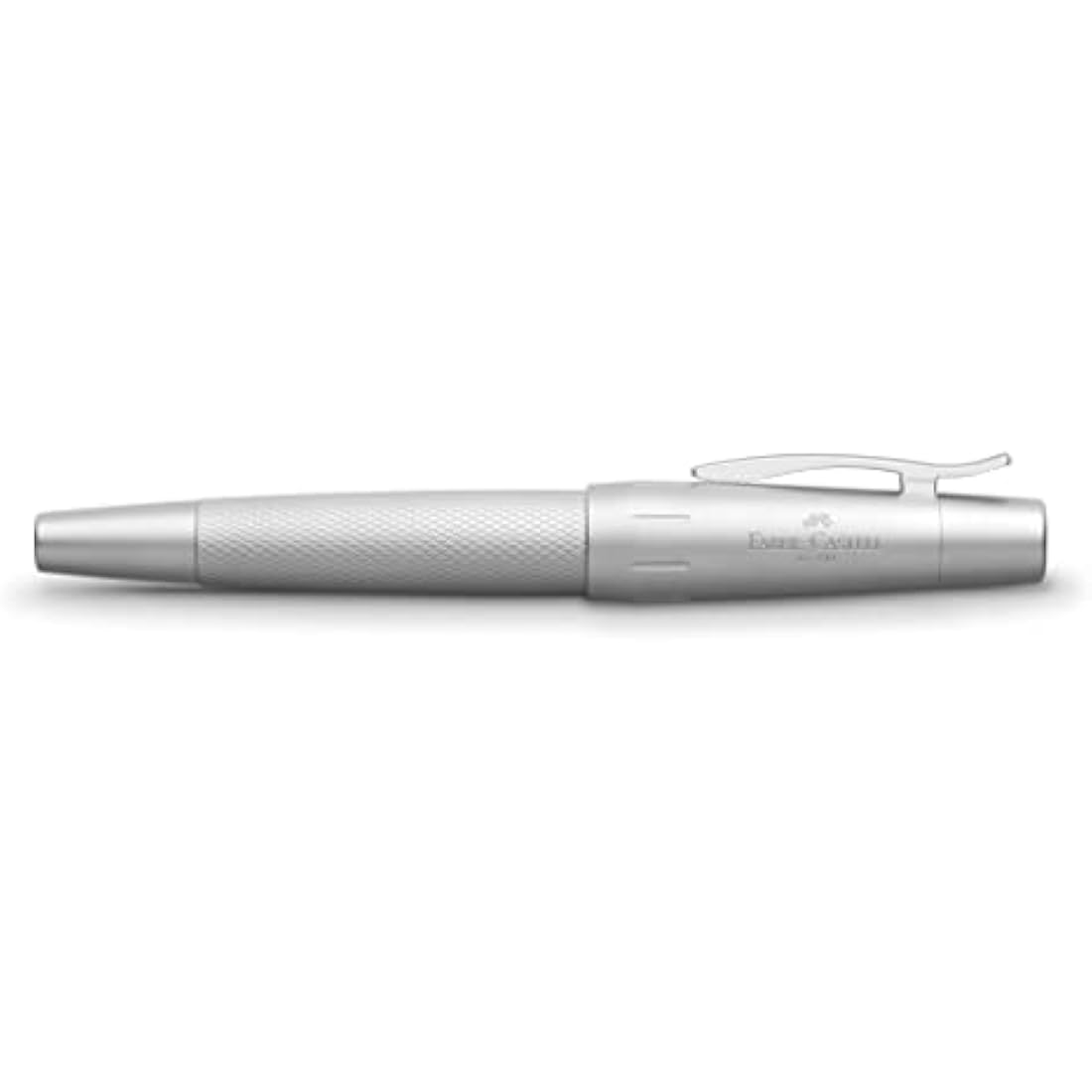 Faber-Castell E-motion Fountain Pen – Pure Silver Matt Metal, Bold Nib