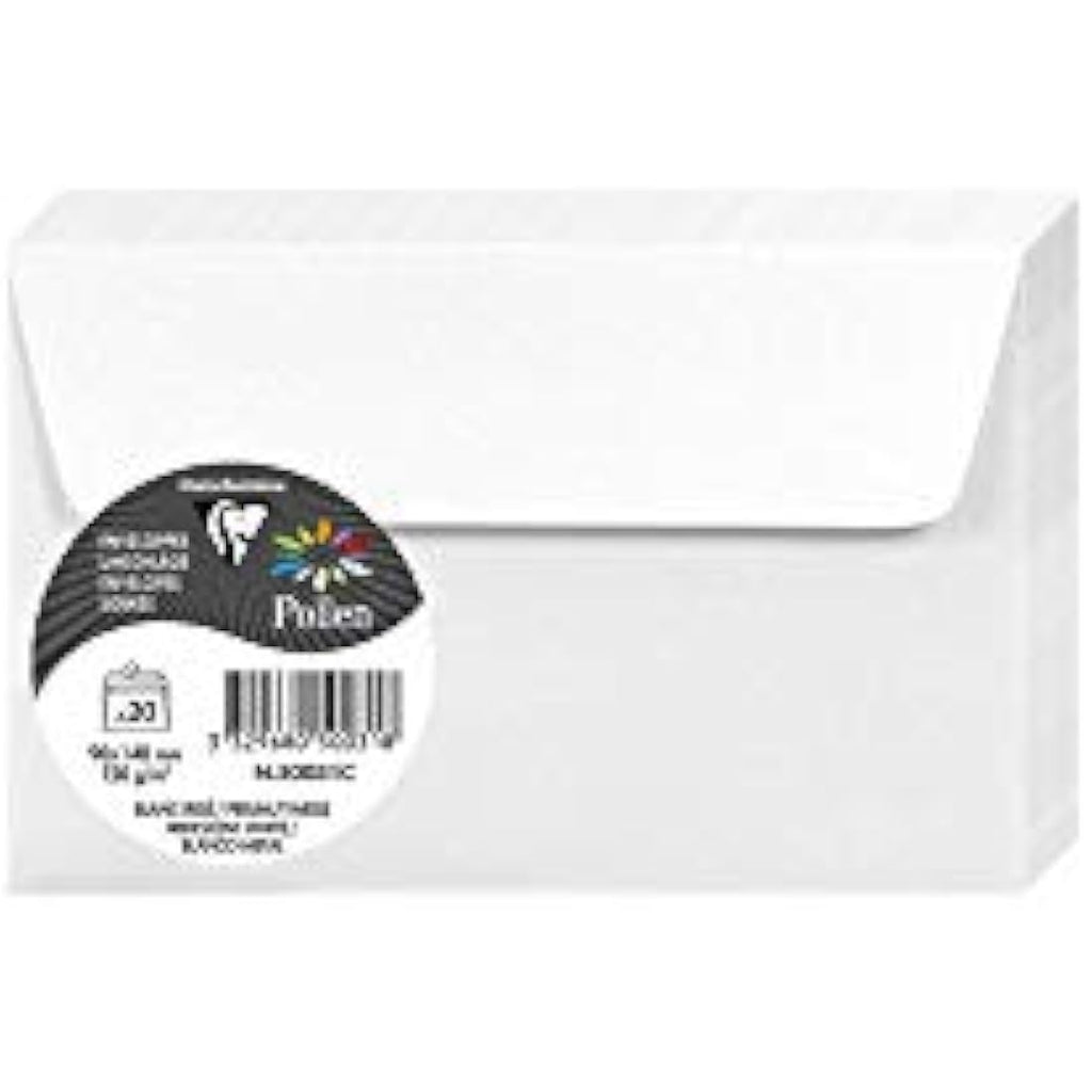 Clairefontaine Pollen Iridescent Envelopes | White 90x140mm | 20 Pack