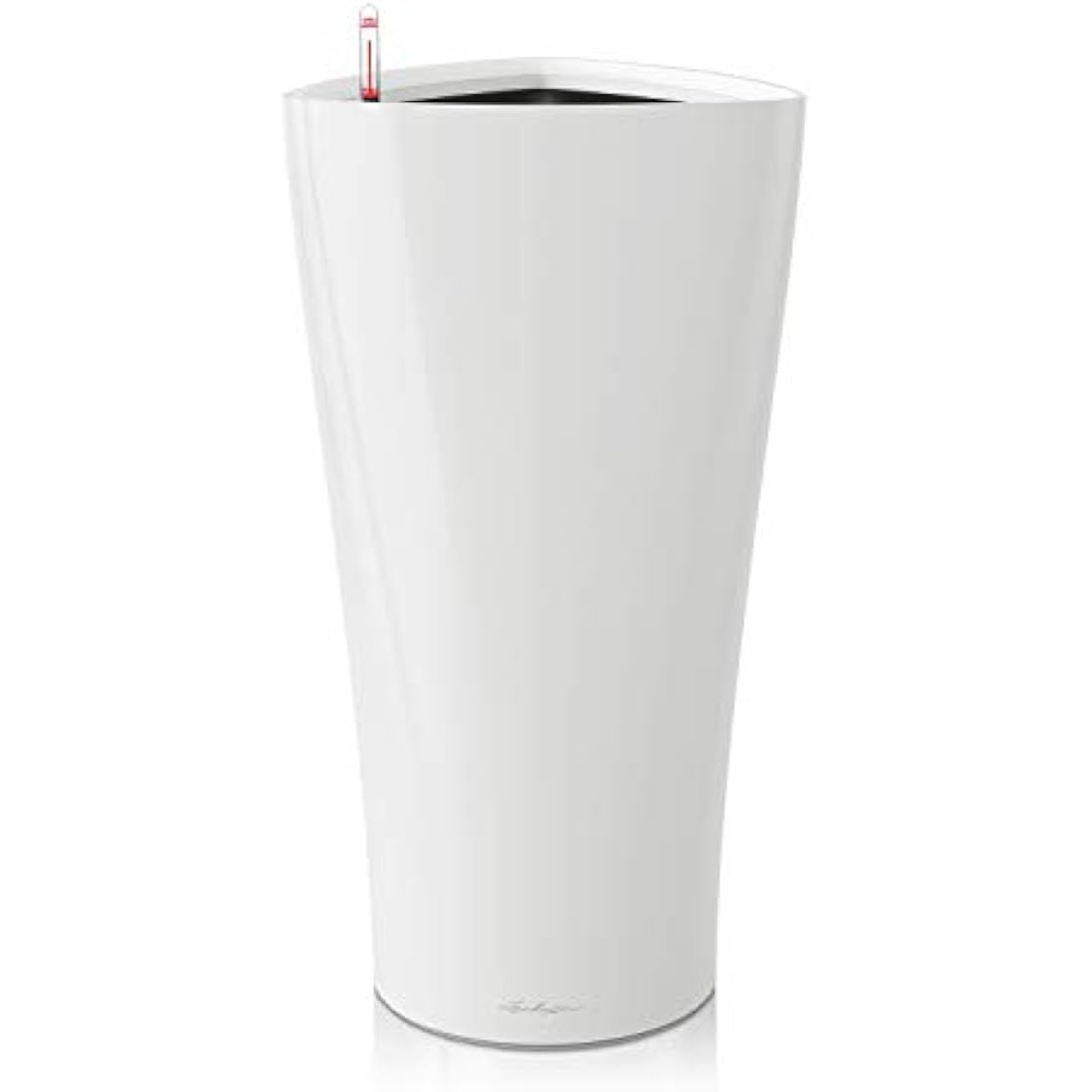 Lechuza Delta 40 Self-Watering Tall Planter – White High-Gloss Plastic