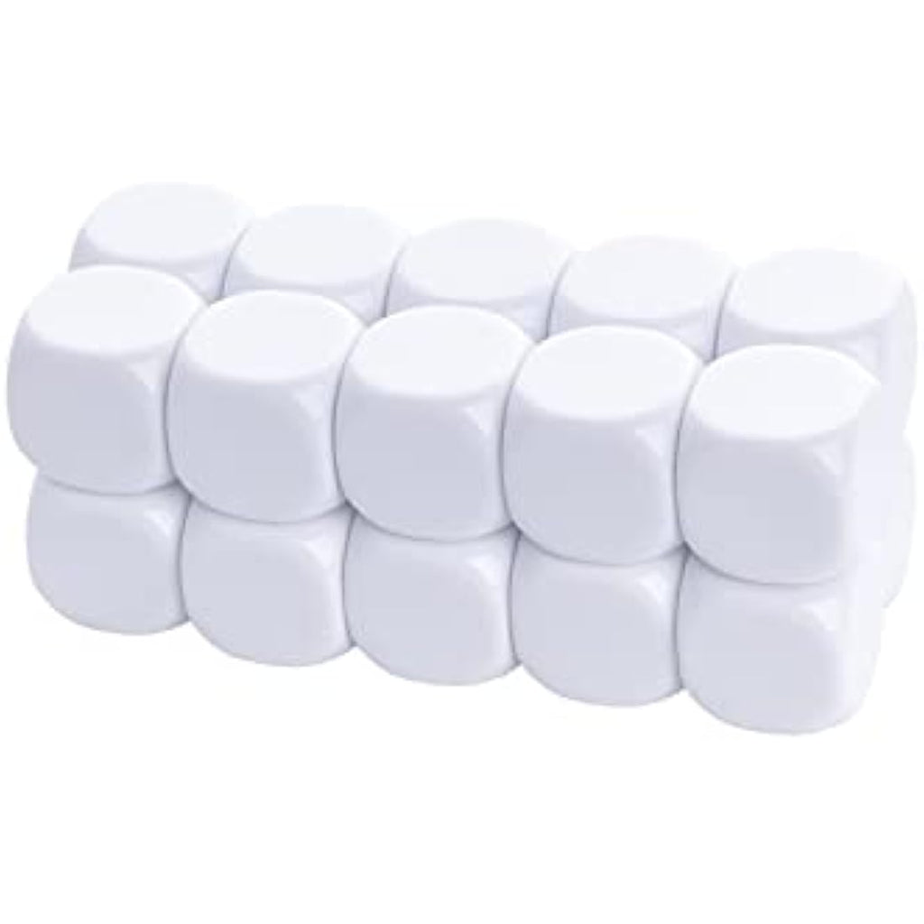 Jolof Store 22mm Blank White Acrylic Dice - 100PCS Six Sided Cubes