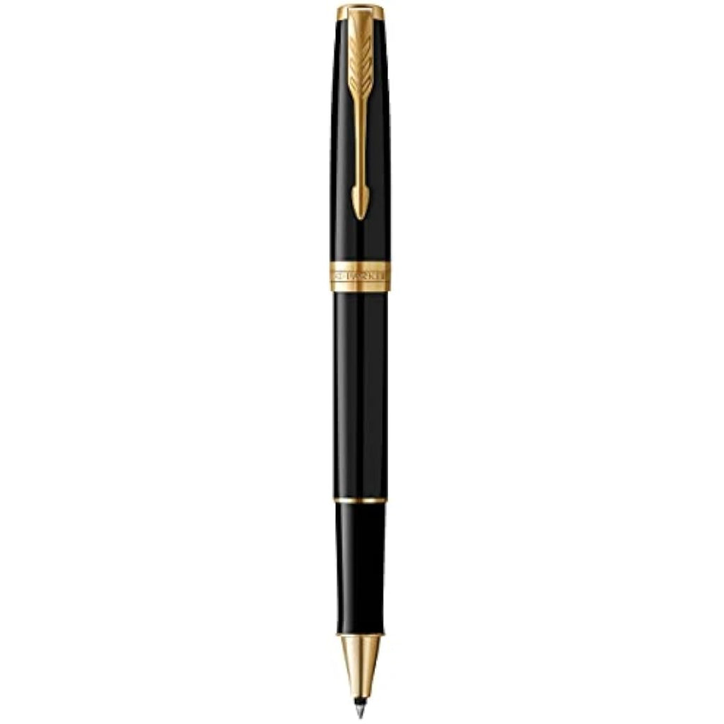 Parker Sonnet Rollerball Pen - Black Lacquer with Gold Trim, Fine Point