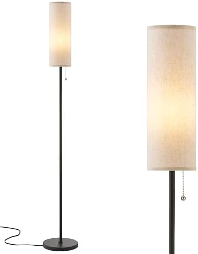 Aooshine Modern Floor Lamp | 64'' Tall Standing Light with Linen Shade