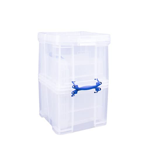 Really Useful Box 35L Clear Plastic Storage Bins, Stackable 3-Pack