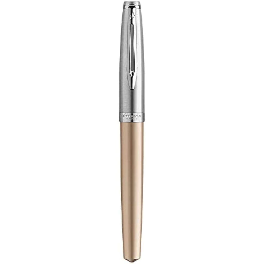 Waterman Emblème Deluxe Fountain Pen – Gold with Chrome Trim, Fine Nib