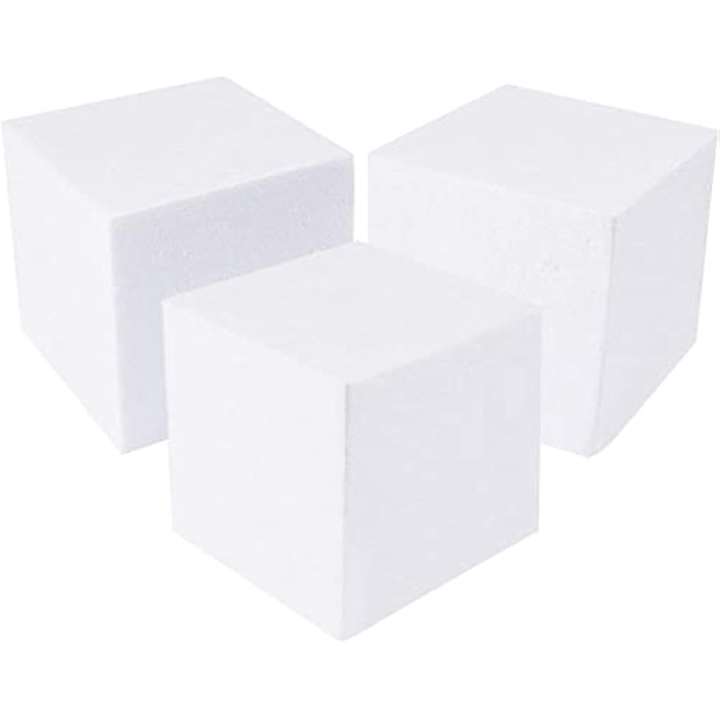 White Foam Cubes - 4 Pack Polystyrene Blocks for Crafts