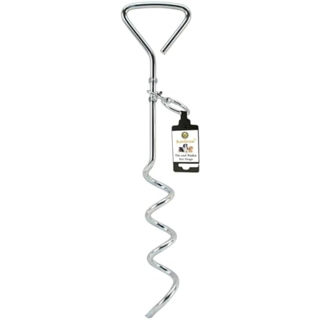 Jolof Store Steel Dog Tie-Out Cable and Spiral Stake for Dogs up to 80 lbs