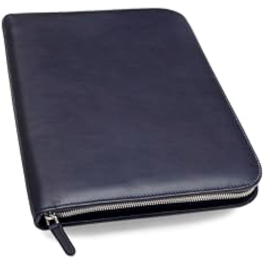 Maruse Italian Leather Portfolio – Zip-Around Laptop & iPad Folio, Navy