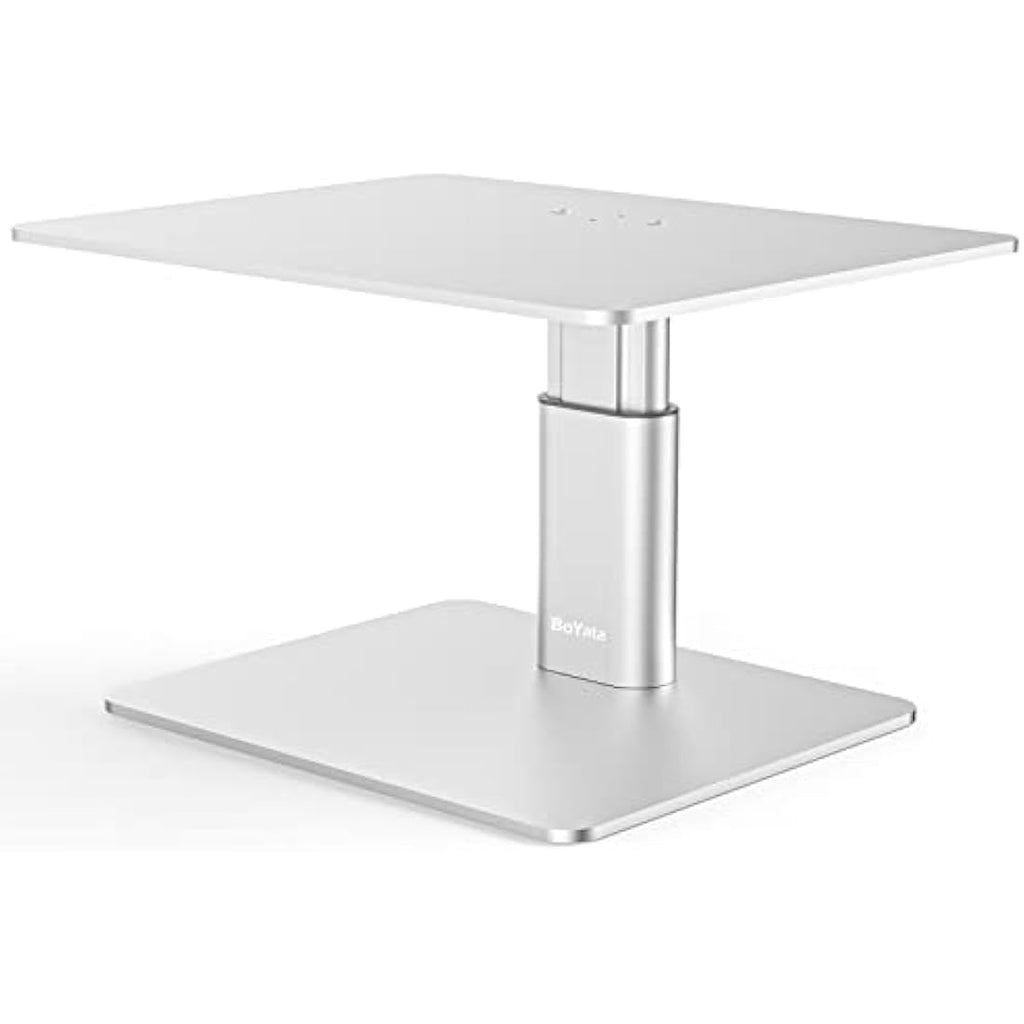 BoYata Monitor Stand Riser – Adjustable Metal Desktop Organizer, Silver