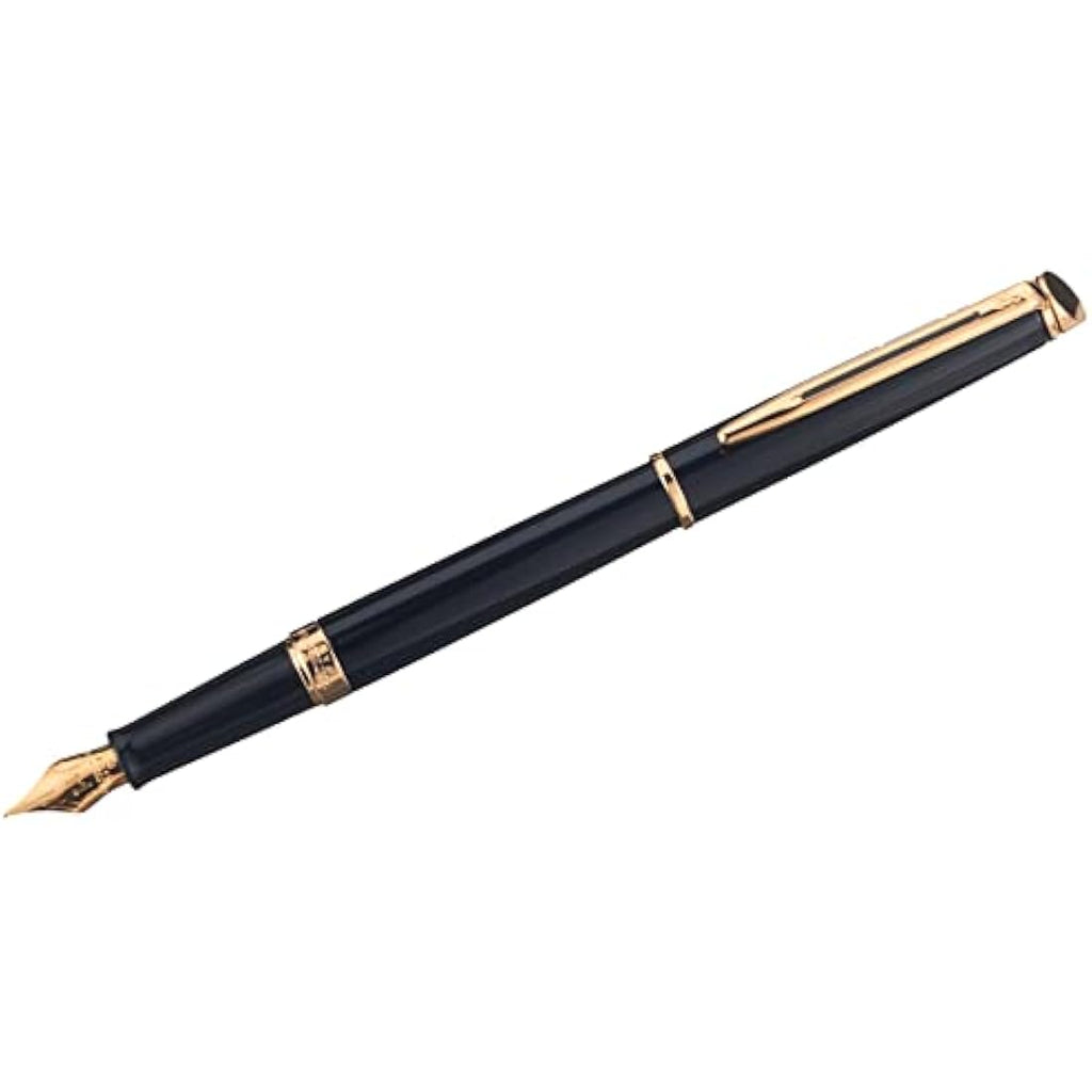 Waterman Hémisphère Fountain Pen | Gloss Black & 23k Gold Trim | Fine Nib