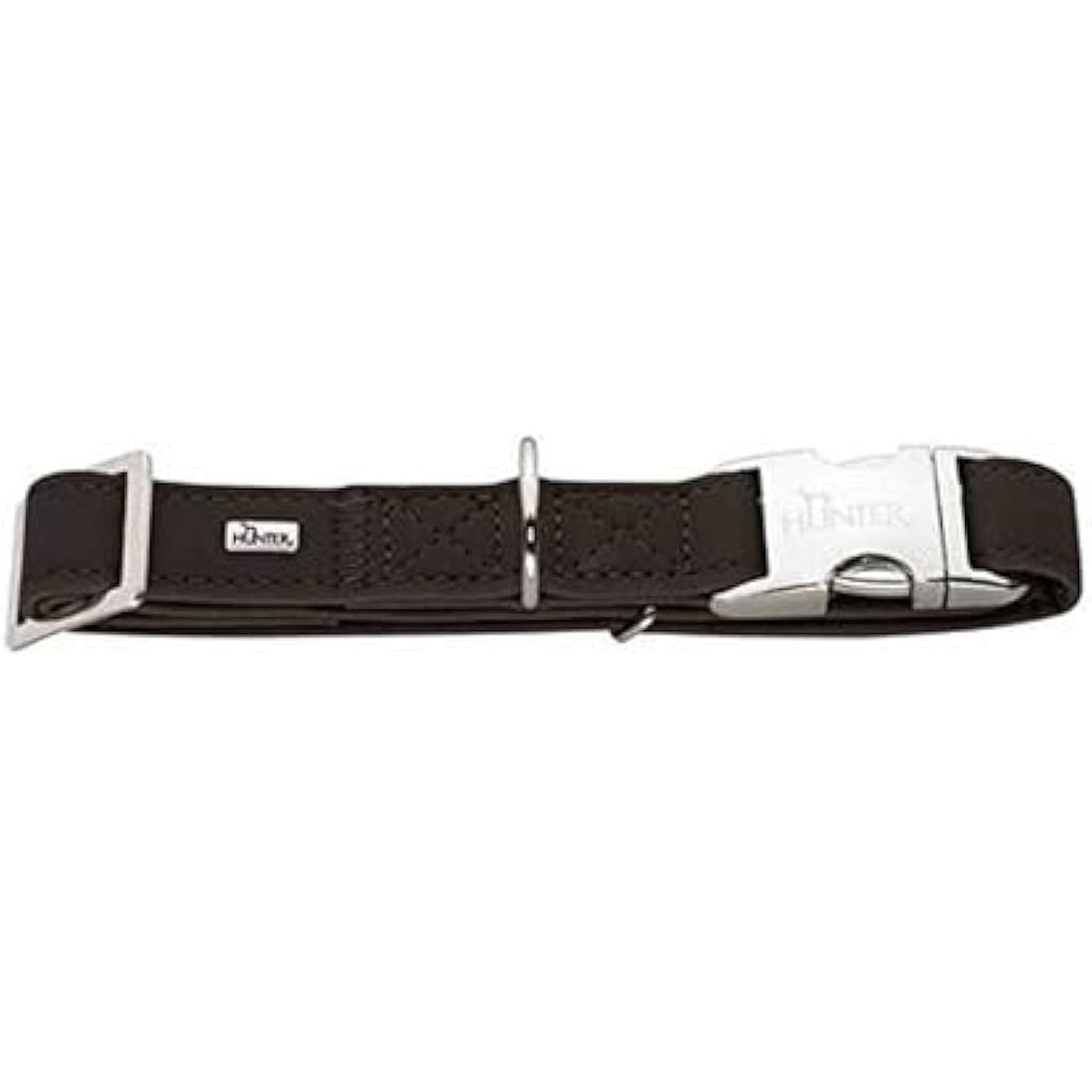 HUNTER Softie Alu-Strong Art-Nubuk Leather Dog Collar – Brown, Medium