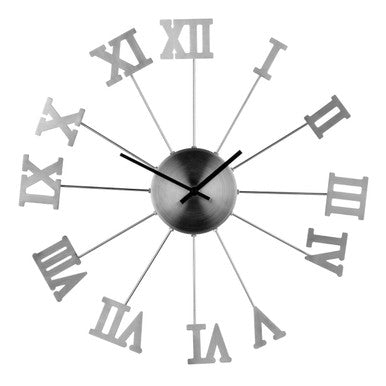 Orsina Manero Metal Wall Clock – Chrome Finish with Roman Numerals