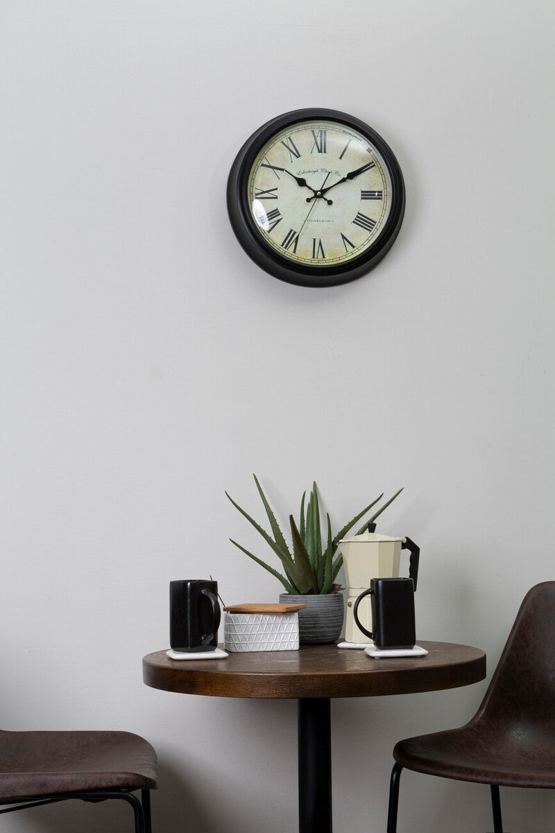Orsina Robello Wall Clock – Modern Black Lined Rim Quartz Timepiece