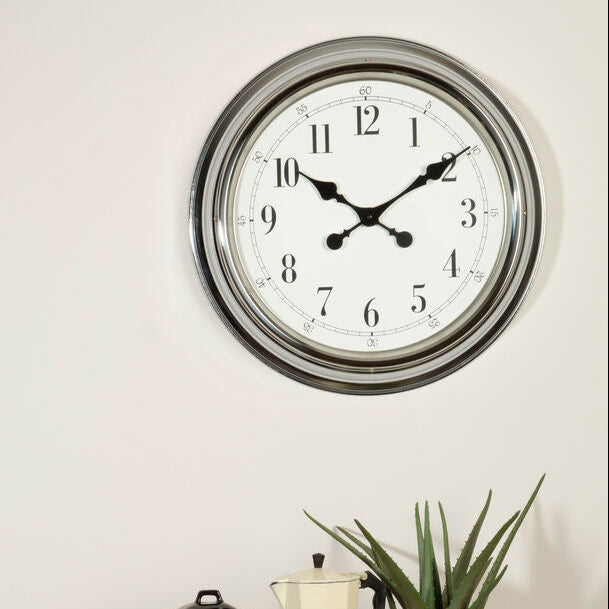Orsina Pelo Chrome Wall Clock – Modern Minimalist Metal Timepiece