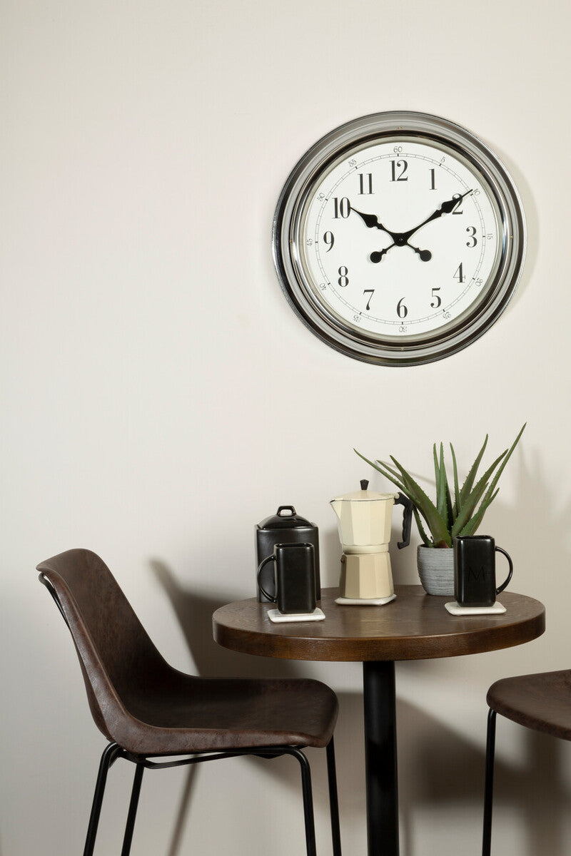Orsina Pelo Chrome Wall Clock – Modern Minimalist Metal Timepiece