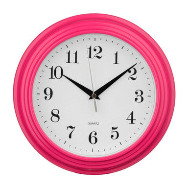 Orsina Elliot Vintage Round Wall Clock – Hot Pink Retro Home Decor