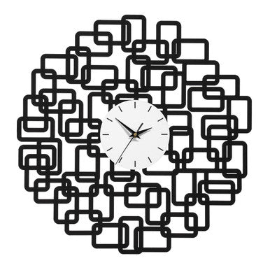 Orsina Futura Black Geometric Wall Clock – Modern Abstract Decor