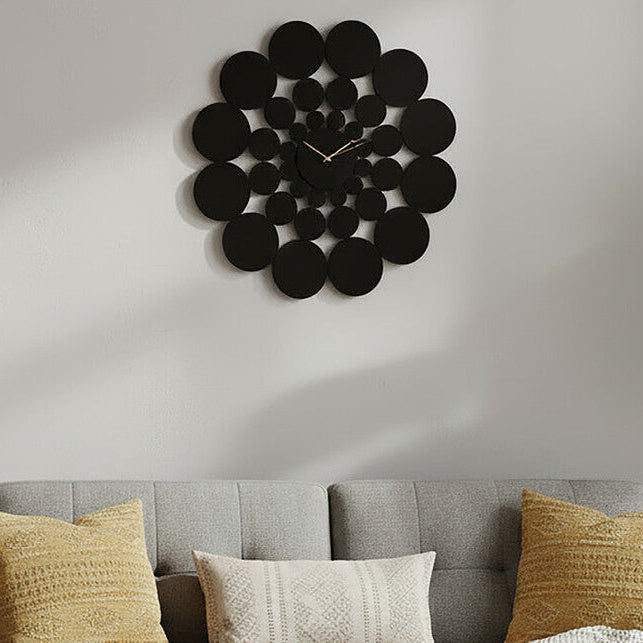 Orsina Datsun Black Discs Modern Wall Clock – Geometric Minimalist Art