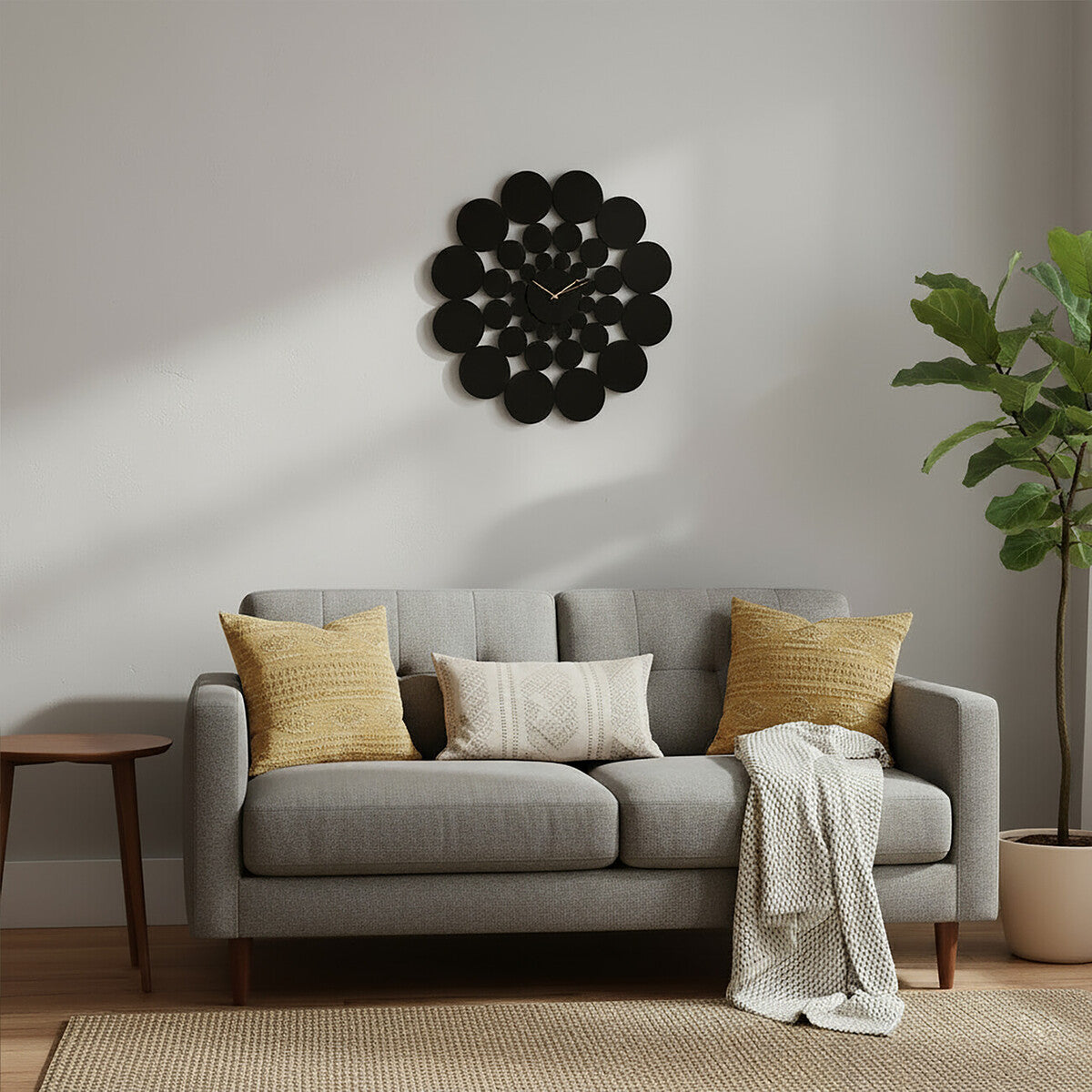 Orsina Datsun Black Discs Modern Wall Clock – Geometric Minimalist Art
