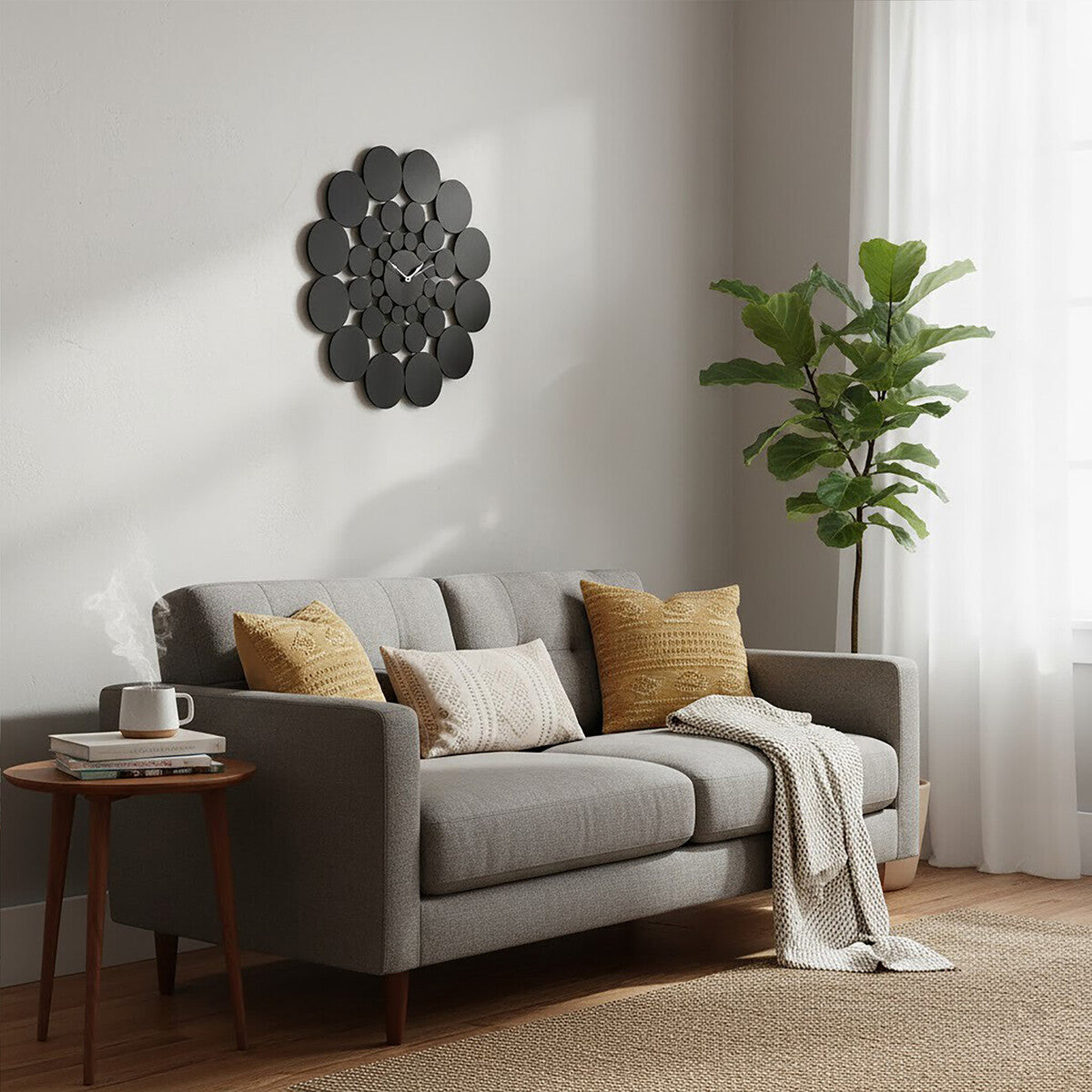 Orsina Datsun Black Discs Modern Wall Clock – Geometric Minimalist Art