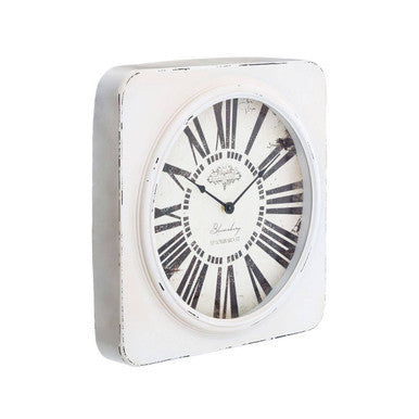 Orsina Cheston Antique White Wall Clock – Shabby Chic Distressed Decor