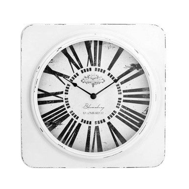 Orsina Cheston Antique White Wall Clock – Shabby Chic Distressed Decor
