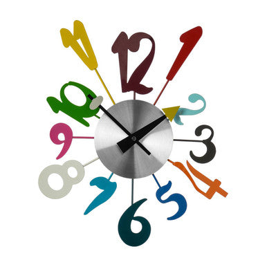 Orsina Franci Multi Colour Funky Numbers Wall Clock – Modern Decor