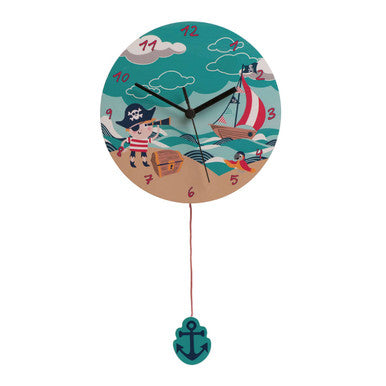 Orsina Pirate Wall Clock – Nautical Kids Bedroom Decor & Learning Timepiece