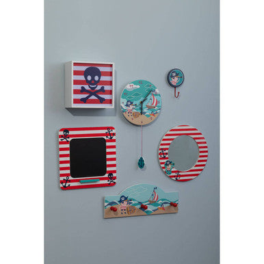 Orsina Pirate Wall Clock – Nautical Kids Bedroom Decor & Learning Timepiece