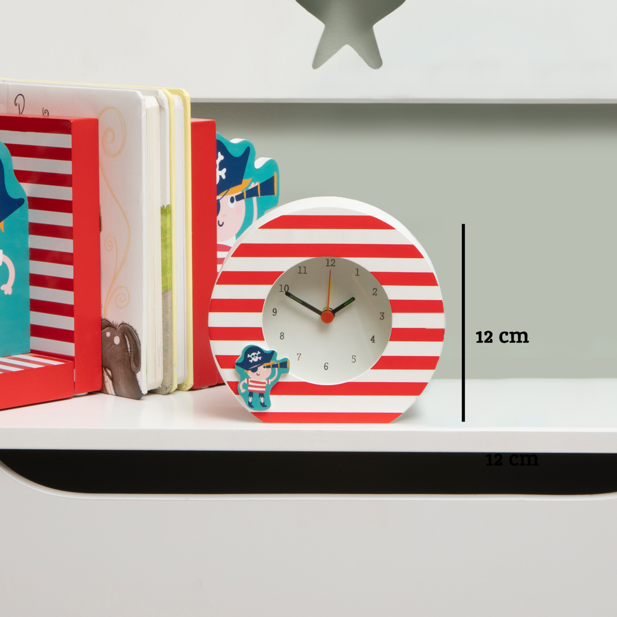 Orsina Pirate Table Clock – Nautical Kids Desk Timepiece with Quartz