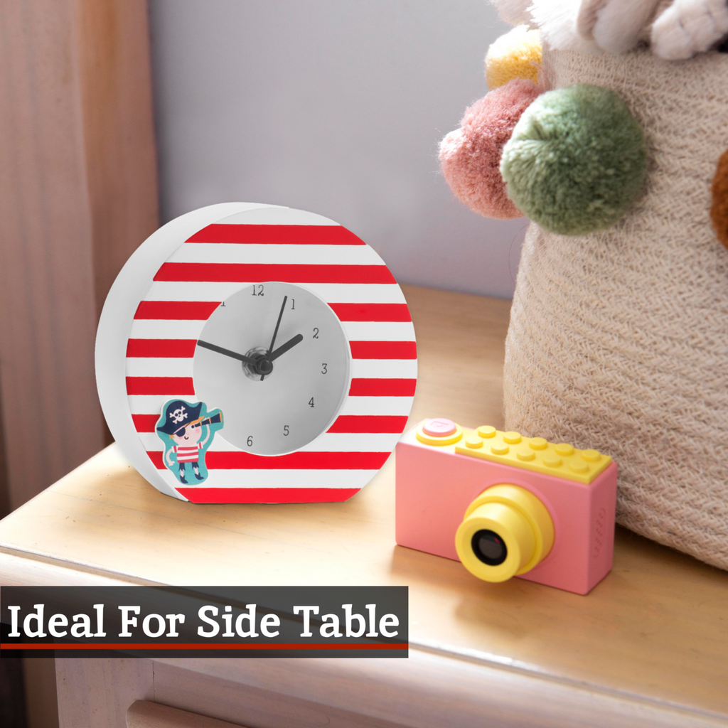 Orsina Pirate Table Clock – Nautical Kids Desk Timepiece with Quartz