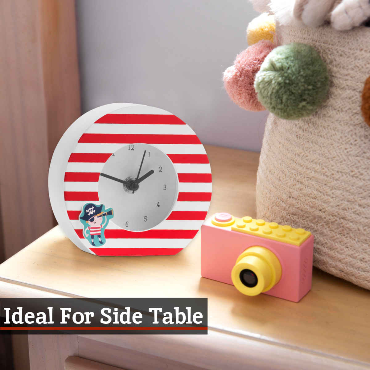 Orsina Pirate Table Clock – Nautical Kids Desk Timepiece with Quartz