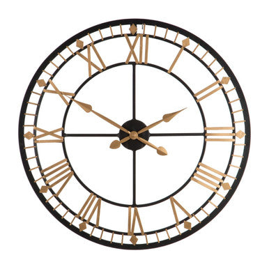 Orsina Vitus Metal Wall Clock – Small Industrial Grey and Gold Design