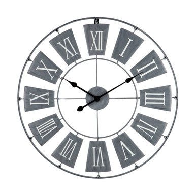 Orsina Vitus Grey Metal Small Wall Clock – Industrial Open Frame Design