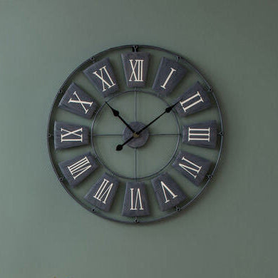 Orsina Vitus Grey Metal Small Wall Clock – Industrial Open Frame Design