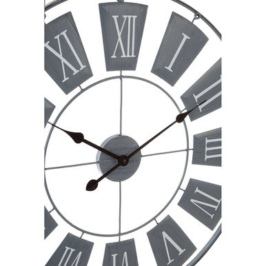 Orsina Vitus Large Grey Metal Wall Clock – Industrial Oversized Decor
