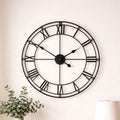 Orsina Baywood Large Metal Wall Clock – Matt Black Roman Numeral