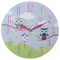 Orsina Kids Owl Wall Clock – Lilac Woodland Nursery Decor
