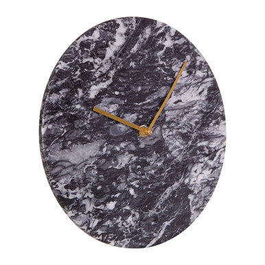 Orsina Black Marble Wall Clock – Modern Minimalist Round Stone Decor