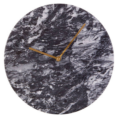 Orsina Black Marble Wall Clock – Modern Minimalist Round Stone Decor