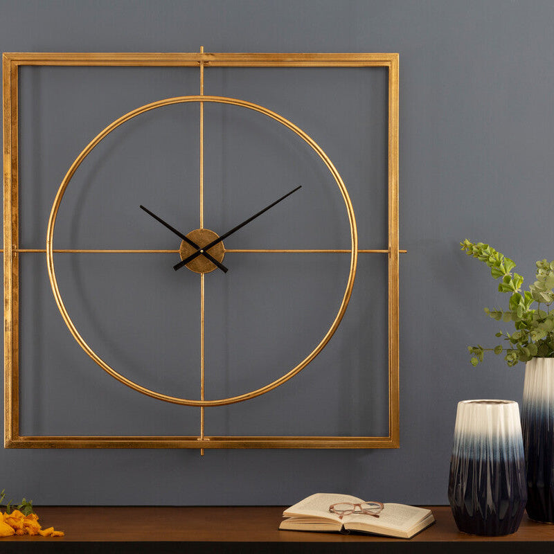 Orsina Trinity Gold Metal Wall Clock – Minimalist Contemporary Decor