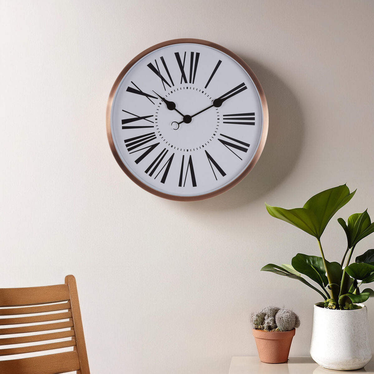 Orsina Baillie Rose Gold Wall Clock – Modern Roman Numeral Metal Clock