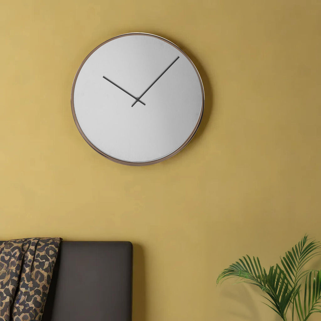 Orsina Bailie Mirror Face Wall Clock – Modern Rose Gold Metallic