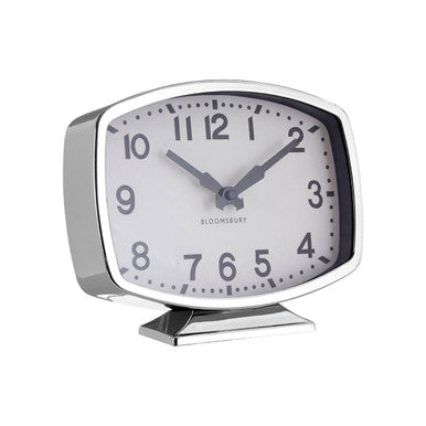 Orsina Bailie Table Clock – Modern Silver Chrome Minimalist Desk Clock