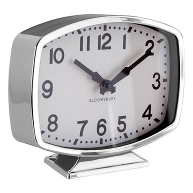 Orsina Bailie Table Clock – Modern Silver Chrome Minimalist Desk Clock
